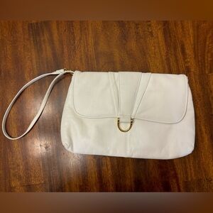 White Valerie Stevens dress purse with straps wristlet clutch shoulder
